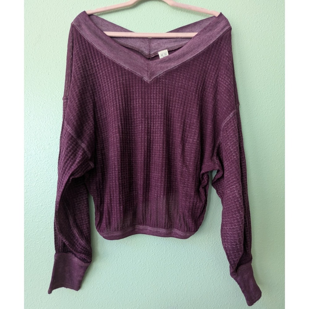 We The Free Long Sleeve Purple Off the Shoulder Relaxed Shirt